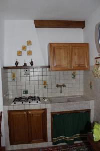 a kitchen with a sink and a stove in it at Agriturismo Fonteverdi in Boccheggiano