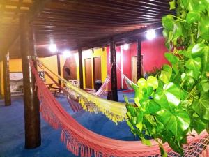 a hammock in a room with a plant at Pousada Don Robledo in São Miguel dos Milagres