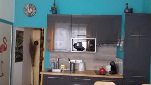 La cuisine est équipée d'un évier et d'un four micro-ondes. dans l'établissement Auderghem, à Bruxelles