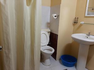 a bathroom with a toilet and a sink at Latanier Beach Hotel in Grand-Baie