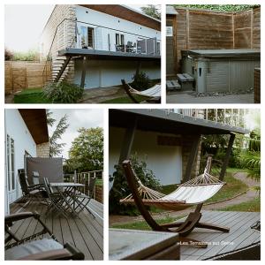 un collage de cuatro fotos de un porche con hamaca en Les Terrasses sur Seine, en Vernon