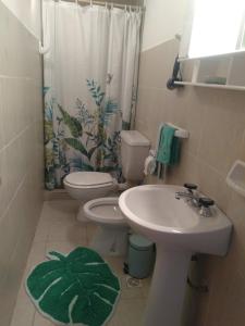 a bathroom with a toilet and a sink at Don Alfonso Departamento in San Carlos de Bariloche
