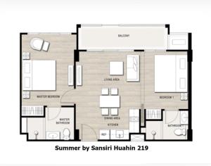 ホアヒンにある2 Bedroom Summer Huahin Condominiumの三味日入りの夏間平面
