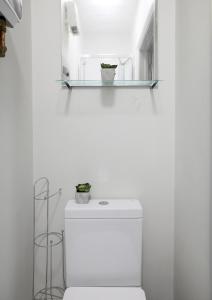 a toilet with two plants on a shelf above it at Contractor friendly from 'TOBS Norwich' in Norwich +132 photos