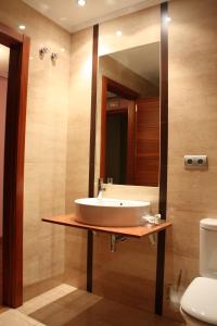 a bathroom with a sink and a mirror at Hotel Tremazal in Guardo