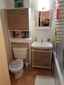 a bathroom with a toilet and a sink at Ker MARIE JO in La Baule