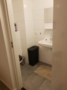 La salle de bains est pourvue de toilettes et d'un lavabo. dans l'établissement Studio 82 b, à Middelbourg