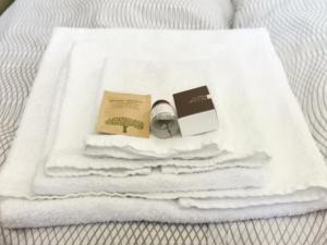 uma pilha de toalhas numa cama com livros em Cannaregio apartment em Veneza