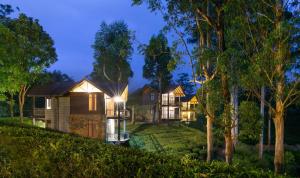 a house in the middle of a forest at night at The Farm Resorts in Hatton
