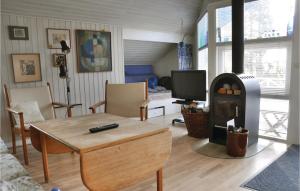 a living room with a wood stove in a room at Cozy Home In Otterup With Wifi in Otterup