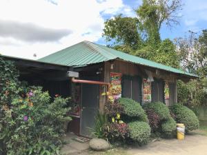 een klein huis met een groen dak bij Jhunlyn Room Rental in Tagaytay