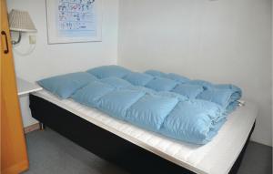 オテルプにあるAwesome Home In Otterup With Kitchenのベッド(上に青い枕付)