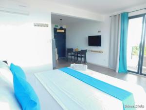 Μια τηλεόραση ή/και κέντρο ψυχαγωγίας στο Fullmoon Apartment & Studio