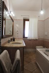 a bathroom with a sink and a tub and a toilet at Il Granaio Del Pavone in Nepi