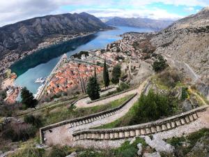 a view of a city and a river at Hostel Pupa in Kotor