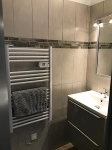 a bathroom with a sink and a mirror at Studio Centre ville Castellane in Castellane