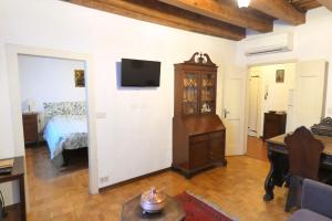 a living room with a bed and a television on a wall at Delicious Apartament near St. Mark Square in Venice