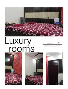 un collage de fotos de una habitación con cama en Sudha sadan, en Lucknow