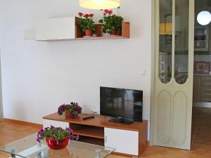 a living room with a tv and a table with flowers at Apartment Bella by Interhome in Altea