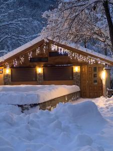 Lodge Zeleni svet semasa musim sejuk