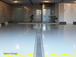 an empty swimming pool with a straight line on the floor at Hayali Boutique Hotel in Erbil