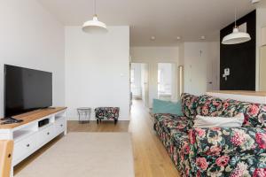 Televízia a/alebo spoločenská miestnosť v ubytovaní Rozłogi Sunny Apartment