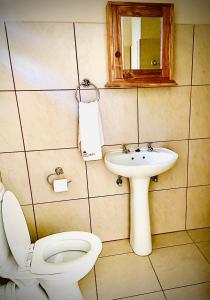 a bathroom with a toilet and a sink at Casa Calida Guest House in Upington