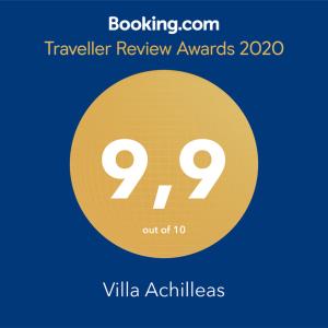 Villa Achilleas tanúsítványa, márkajelzése vagy díja