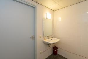 un baño con lavabo y espejo en Welcome in - Zonnevylle, en Zoutelande 33 fotos más