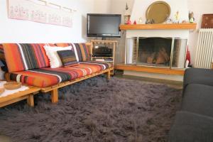 a living room with a couch and a fireplace at Evergreen Elati in Elati Trikalon