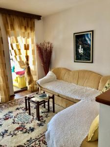 un soggiorno con un divano e un tavolo di Zabljak centar a Žabljak