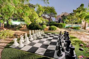 a chess board on the lawn in a yard at The Buddha Estate in Las Vegas