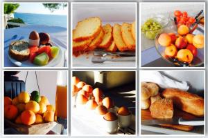 a collage of pictures of different types of food at Rosys Little Village in Skala