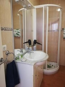 ein Badezimmer mit Waschbecken und Dusche in der Unterkunft Apartamento Naturista en primera línea en Natura World! in Vera