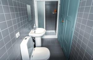 a bathroom with a toilet and a sink at São Miminho 3º in Porto