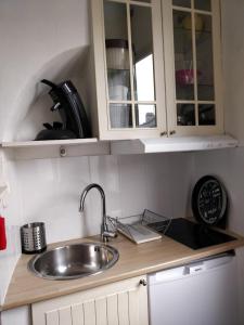 uma cozinha com um lavatório e uma bancada em Studio Les Armuriers em Condom