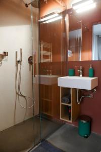 a bathroom with a sink and a shower at Bed and Bike Verona in Verona
