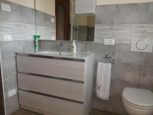 ein Bad mit einem Waschbecken und einem WC in der Unterkunft La casa alta in Corteno Golgi