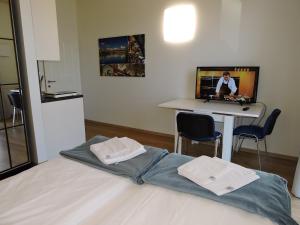 Łóżko lub łóżka w pokoju w obiekcie 213 Prag, Studio Apartment, 27m2, 1-2 Personen