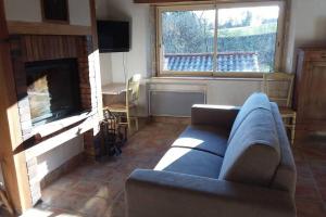 Chalencon的住宿－LOFT LA ROSE DESIREE Gite 3 étoiles，带沙发和壁炉的客厅