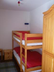 1 Schlafzimmer mit 2 Etagenbetten in einem Zimmer in der Unterkunft Ferienhaus Bad Hundertpfund Typ A in Großbreitenbach