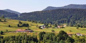 a group of houses in a valley with mountains at Hébergement François Mathieu in Saint-Maurice-sur-Moselle