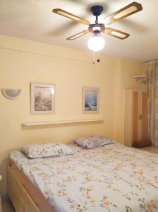 - une chambre avec un lit et un ventilateur de plafond dans l'établissement Viña del Mar 6, à Playa de Fañabé