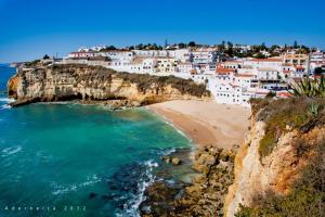 a view of a beach in positano on the amalfi coast at Casa Pescador in Carvoeiro
