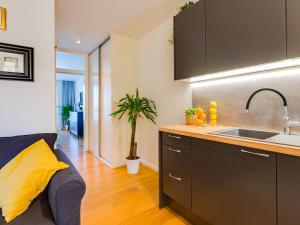 a kitchen with a sink and a counter top at Bella Vista Premium Apartment in Poreč