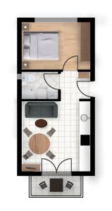 a floor plan of a room with a kitchen at Apartman Branka in Povljana
