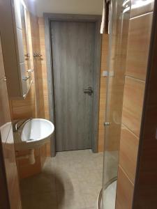 un bagno con wc, lavandino e doccia di Apartmány U Muzea a Děčín Altre 22 foto