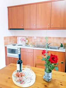 Kuchyň nebo kuchyňský kout v ubytování Odysseion Apartments