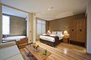 a hotel room with a bed and a bath tub at Triada Hotel Taksim - Special Category in Istanbul