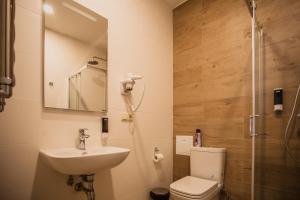 uma casa de banho com um WC, um lavatório e um chuveiro em Hotel La Confiture em Pereslavl-Zalessky